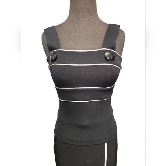 BEBE Black Women's Top with Button Detail SZ 2 - Picture 2 of 12